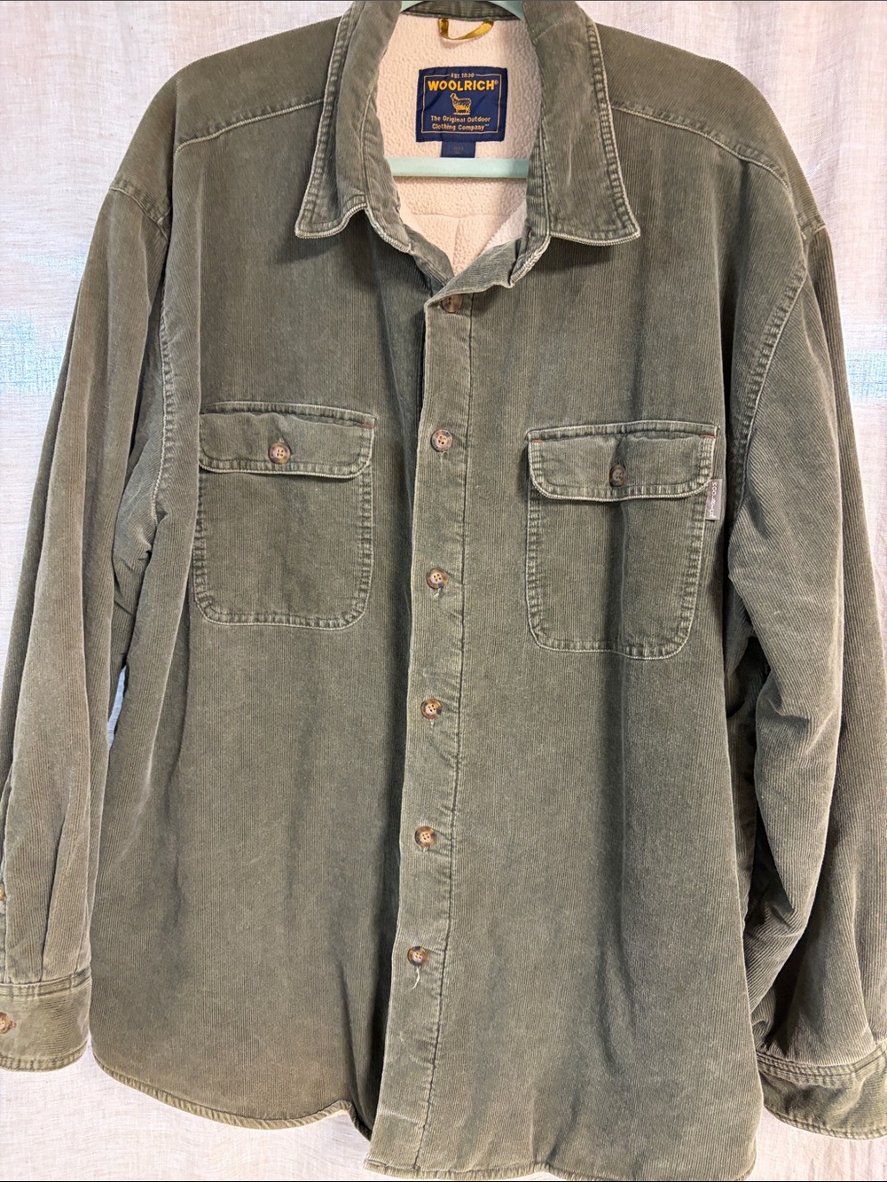 Woolrich Olive Green Corduroy Shirt Jacket